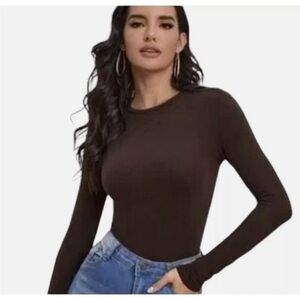 SPANX Brown Long Sleeve Shapewear Top NEW